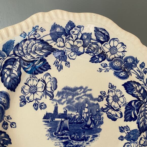 Vintage COPELAND SPODE Old Salem Dinner Plate Scalloped Edge Decorative China - Picture 3 of 8